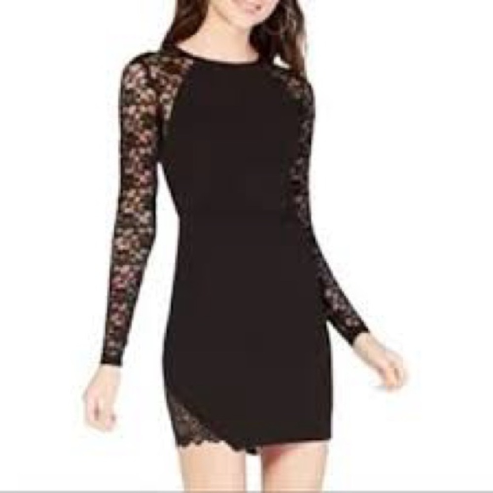 Emerald Sundae Black Long Sleeve Sheath Dress